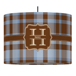 Two Color Plaid 16" Drum Pendant Lamp - Fabric (Personalized)