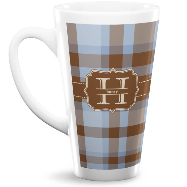 Custom Two Color Plaid Latte Mug (Personalized)