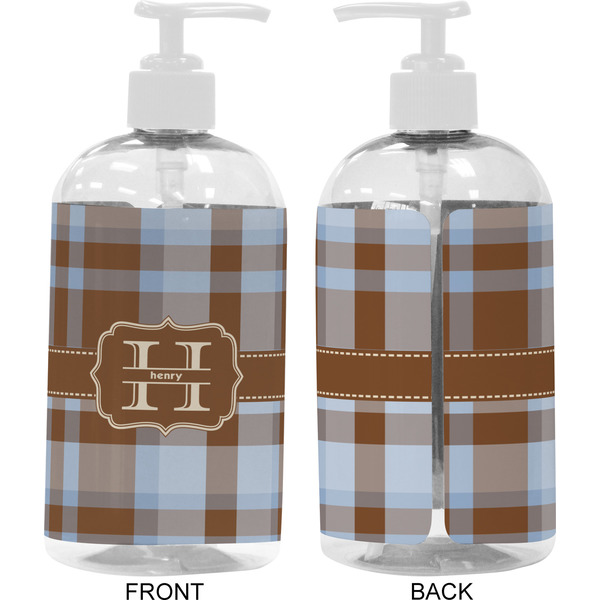 Two Color Plaid 16 oz Plastic Liquid Dispenser- Approval- White