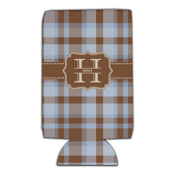Two Color Plaid 16oz Can Sleeve - Set of 4 - FRONT