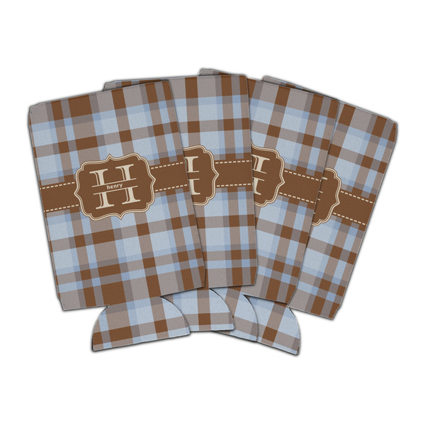 Custom Two Color Plaid Can Cooler (16 oz) - Set of 4 (Personalized)