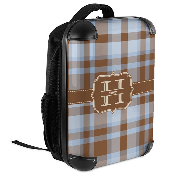 Two Color Plaid 18" Hard Shell Backpacks - ANGLED VIEW