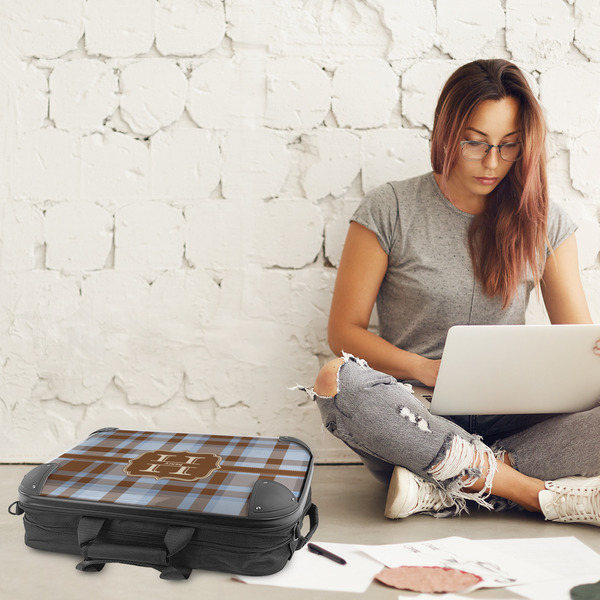 Two Color Plaid 18" Laptop Briefcase - LIFESTYLE