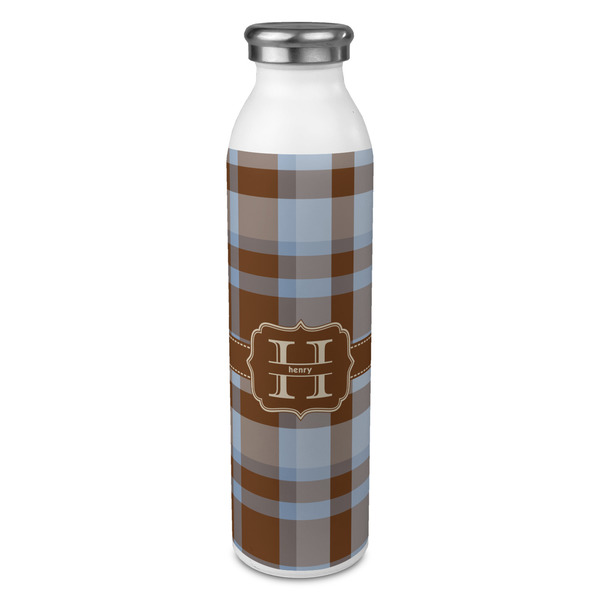 Custom Two Color Plaid 20oz Stainless Steel Water Bottle - Full Print (Personalized)