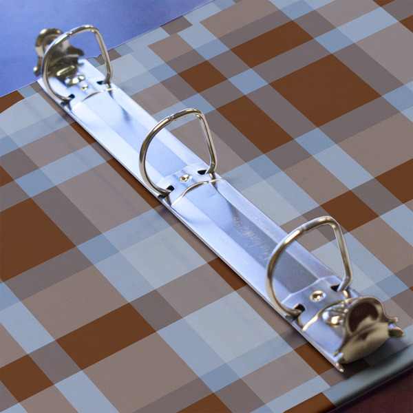 Two Color Plaid 3 Ring Binders - Full Wrap - 1" - DETAIL