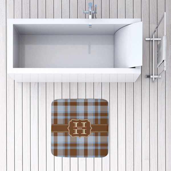 Two Color Plaid 48x48 Foam Memory Mat - LIFESTYLE