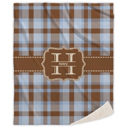 Two Color Plaid Sherpa Throw Blanket (Personalized)
