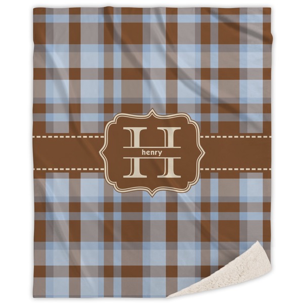 Custom Two Color Plaid Sherpa Throw Blanket - 60"x80" (Personalized)
