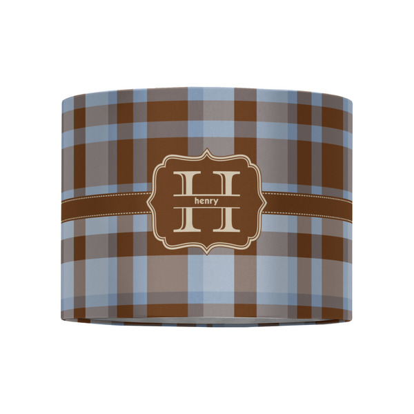 Two Color Plaid 8" Drum Lampshade - FRONT (Fabric)