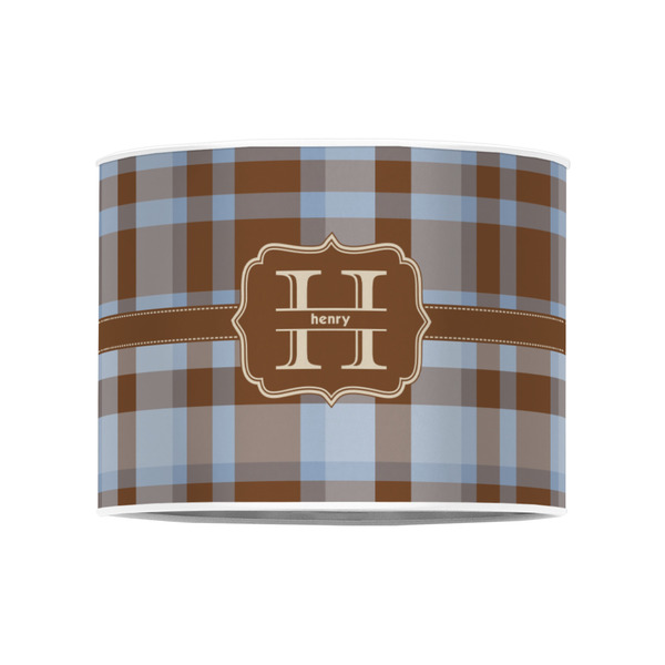 Two Color Plaid 8" Drum Lampshade - FRONT (Poly Film)