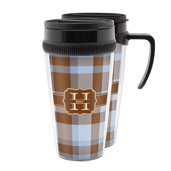 Custom Two Color Plaid Acrylic Travel Mug (Personalized)