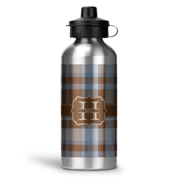 Custom Two Color Plaid Water Bottles - 20 oz - Aluminum (Personalized)
