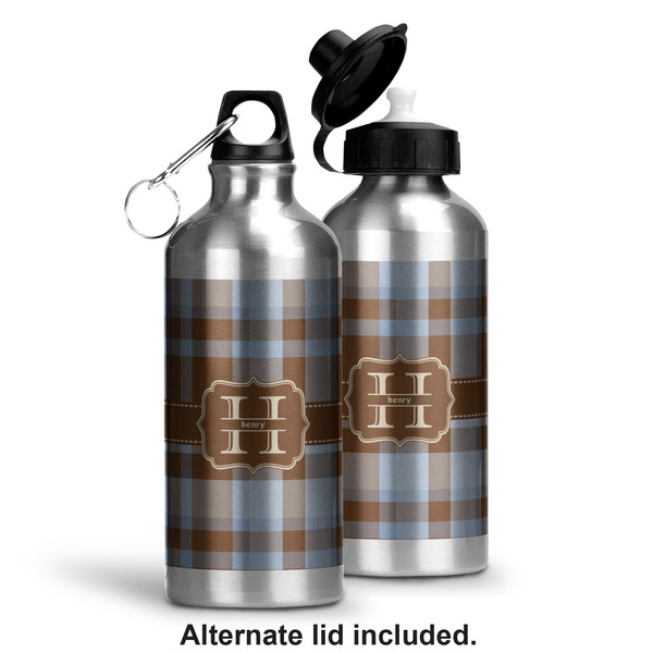 Two Color Plaid Aluminum Water Bottle - Alternate lid options