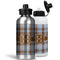 Two Color Plaid Aluminum Water Bottles - MAIN (white &silver)
