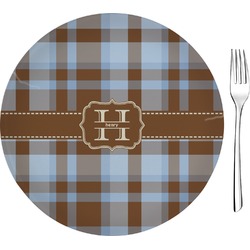 Two Color Plaid 8" Glass Appetizer / Dessert Plates - Single or Set (Personalized)