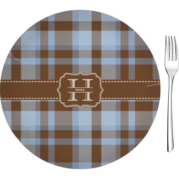 Custom Two Color Plaid Glass Appetizer / Dessert Plate 8" (Personalized)