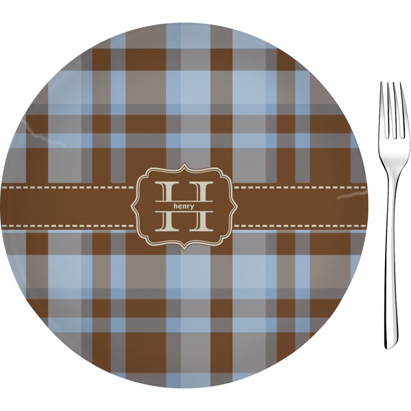 Custom Two Color Plaid Glass Appetizer / Dessert Plate 8" (Personalized)