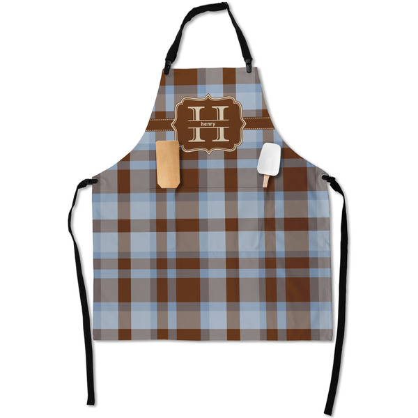 Custom Two Color Plaid Apron With Pockets w/ Name and Initial