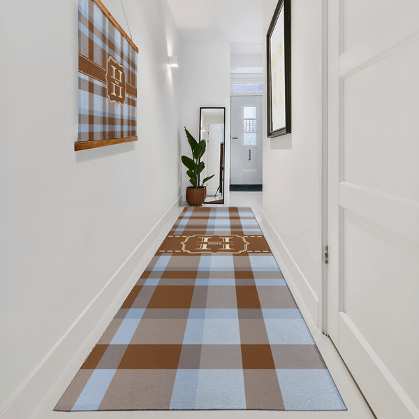 Two Color Plaid Area Rug Sizes - In Context (vertical)
