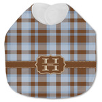 Two Color Plaid Jersey Knit Baby Bib w/ Name and Initial