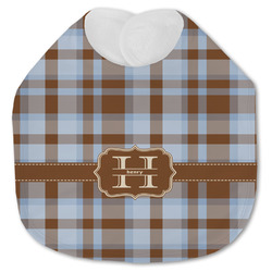Two Color Plaid Jersey Knit Baby Bib w/ Name and Initial