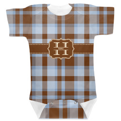 Two Color Plaid Baby Bodysuit 3-6 w/ Name and Initial
