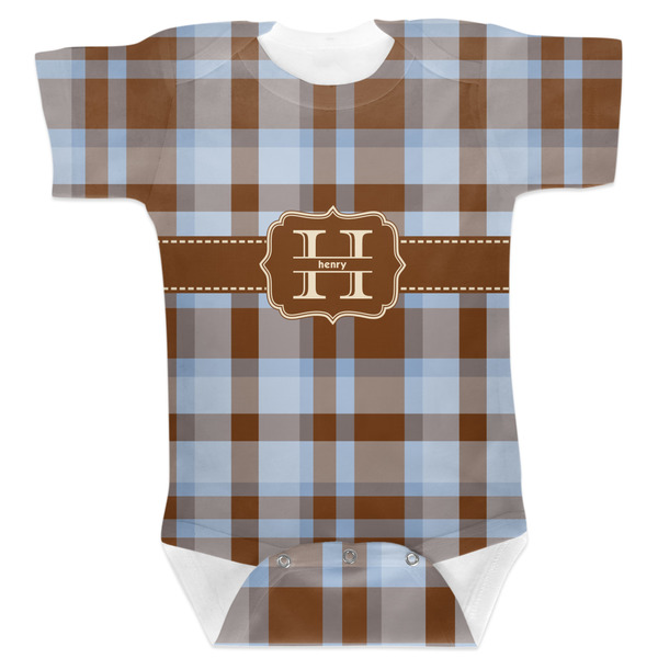 Custom Two Color Plaid Baby Bodysuit 3-6 w/ Name and Initial