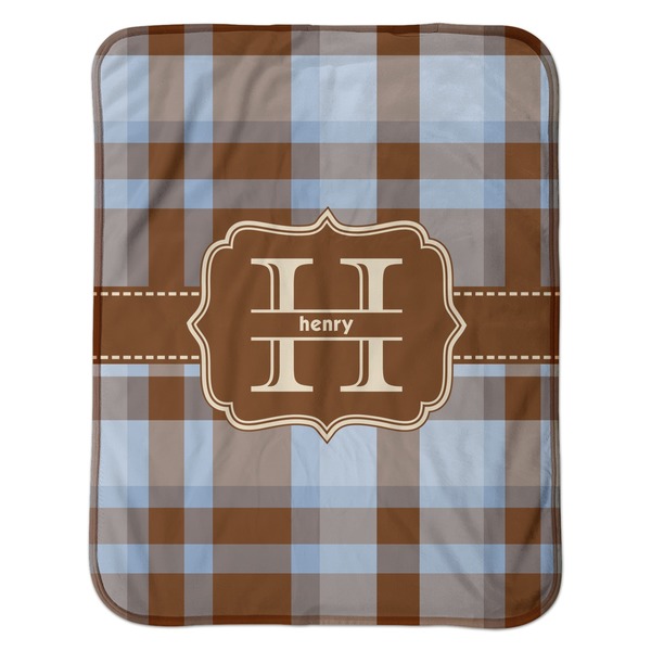 Two Color Plaid Baby Sherpa Blanket - Flat