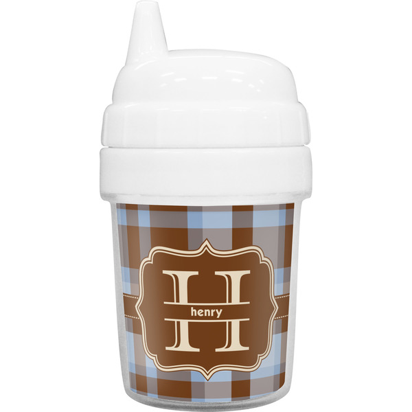 Custom Two Color Plaid Baby Sippy Cup (Personalized)