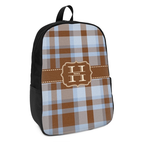 Custom Two Color Plaid Kids Backpack (Personalized)
