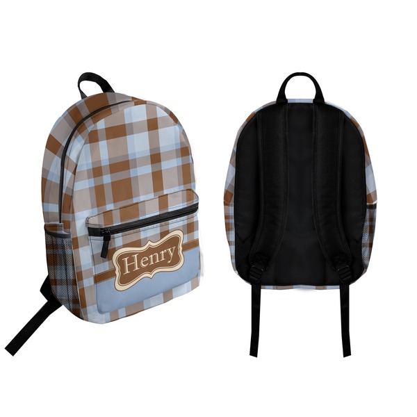 Two Color Plaid Backpack front and back - Apvl