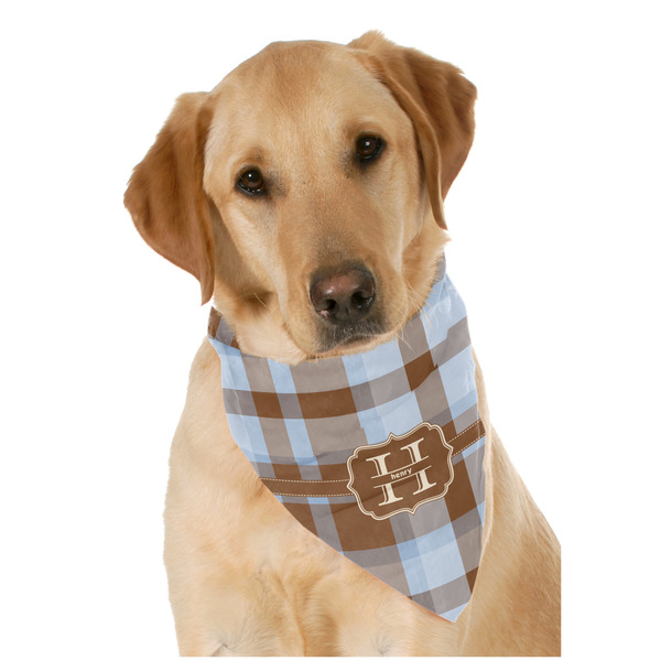 Custom Two Color Plaid Dog Bandana Scarf w/ Name and Initial