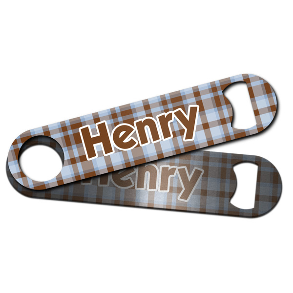 Two Color Plaid Bar Bottle Opener - Main