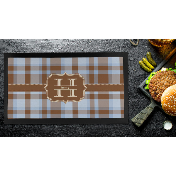 Two Color Plaid Bar Mat - Small - LIFESTYLE
