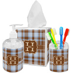 Two Color Plaid Acrylic Bathroom Accessories Set w/ Name and Initial