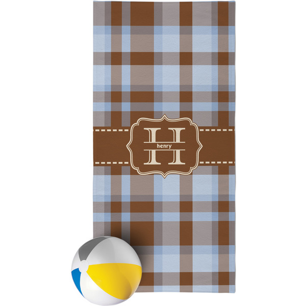 Custom Two Color Plaid Beach Towel (Personalized)