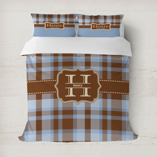 Custom Two Color Plaid Duvet Cover Set - Full / Queen (Personalized)