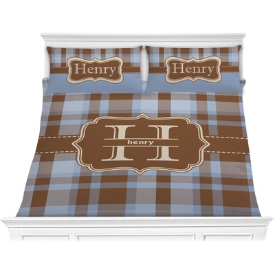 Two Color Plaid Comforter Set - King (Personalized)