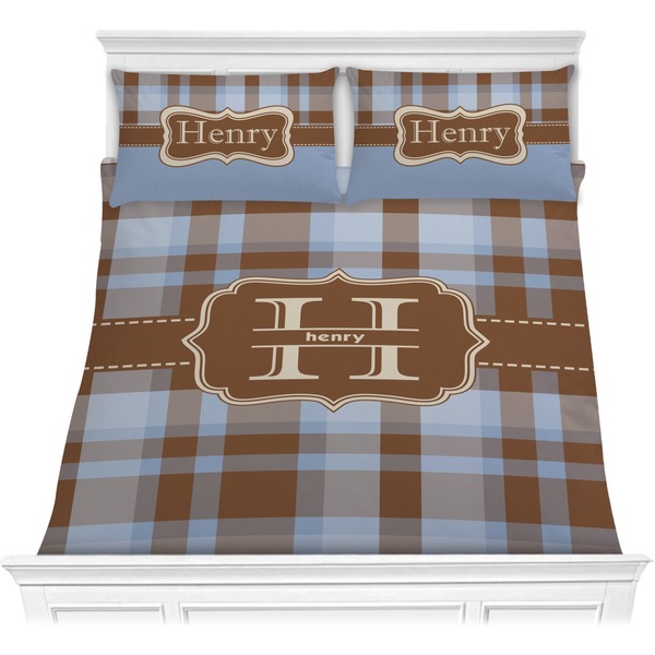 Custom Two Color Plaid Comforter Set - Full / Queen (Personalized)