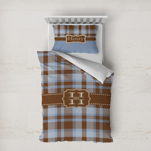 Custom Two Color Plaid Duvet Cover Set - Twin XL (Personalized)