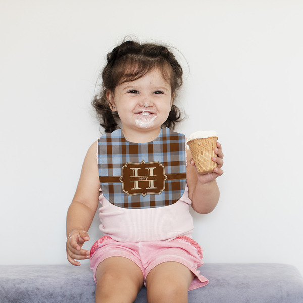Two Color Plaid Bib Lifestyle Girl
