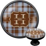 Two Color Plaid Cabinet Knob (Black) (Personalized)