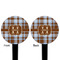 Two Color Plaid Black Plastic 4" Food Pick - Round - Double Sided - Front & Back
