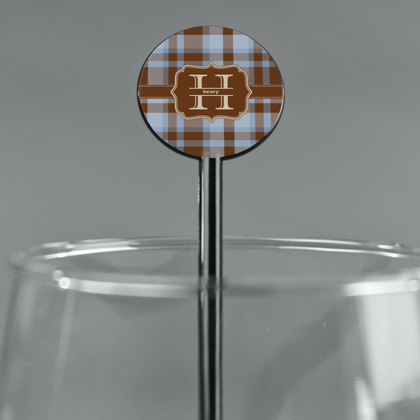 Two Color Plaid Black Plastic 5.5" Stir Stick - Round - Main