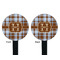 Two Color Plaid Black Plastic 7" Stir Stick - Double Sided - Round - Front & Back