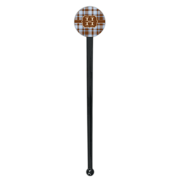 Two Color Plaid Black Plastic 7" Stir Stick - Round - Single Stick