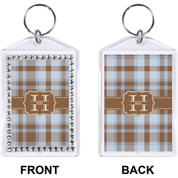 Two Color Plaid Bling Keychain (Front + Back)
