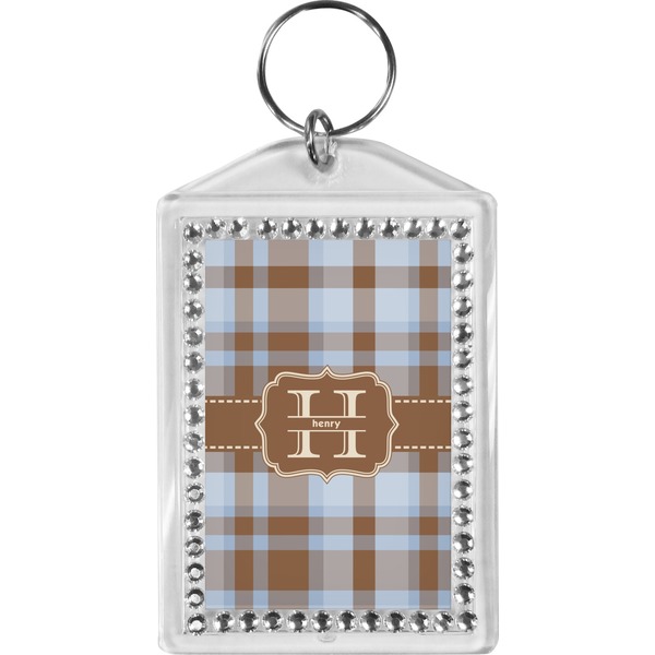 Custom Two Color Plaid Bling Keychain (Personalized)
