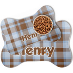 Two Color Plaid Bone Shaped Dog Food Mat (Personalized)