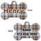Two Color Plaid Bone Shaped Dog Tag - Front & Back